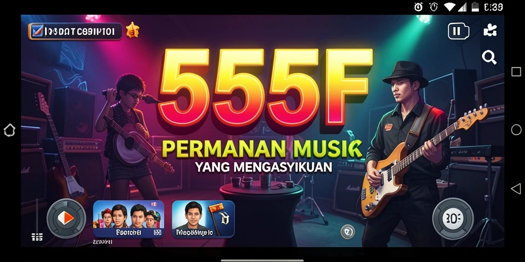 Screenshot gameplay 555F menampilkan pemain yang menikmati musik.