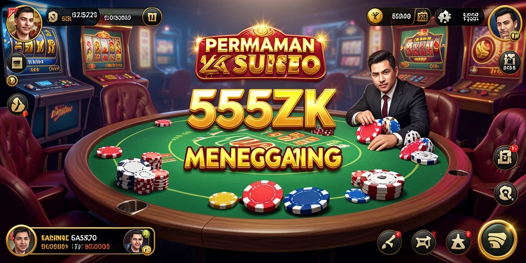 Screenshot permainan 555ZK menampilkan aksi kasino yang mendebarkan.
