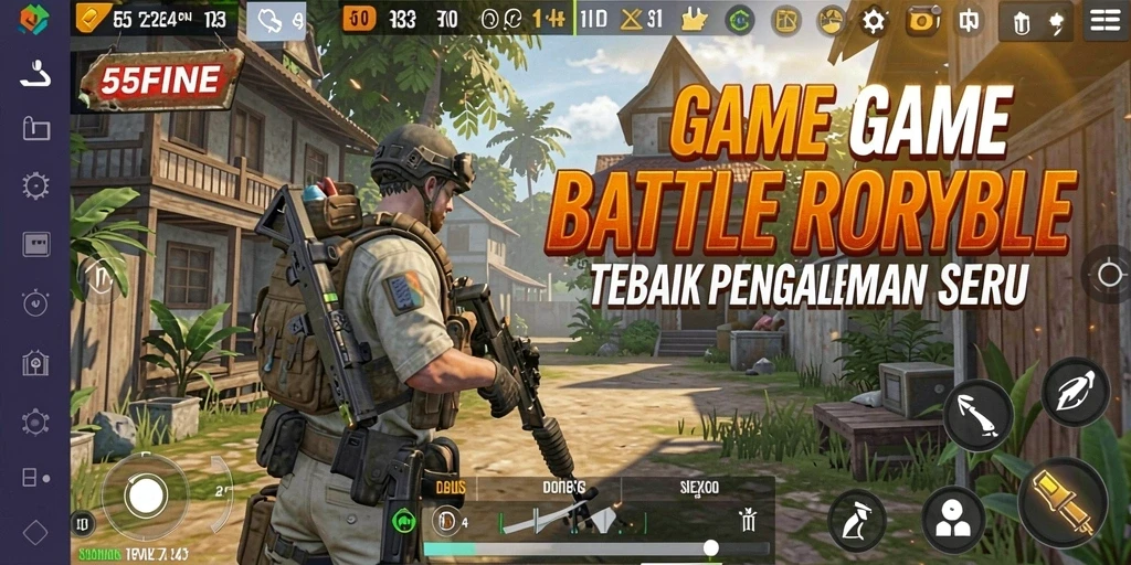 Screenshot gameplay <strong>55FIVE</strong> yang menunjukkan pertempuran seru di arena.