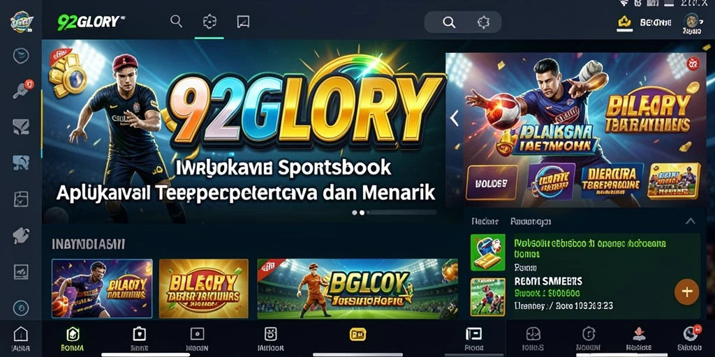Tampilan screenshot utama 92GLORY dengan gameplay taruhan olahraga.