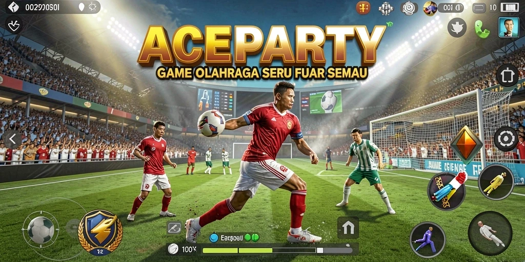 Screenshot utama ACEPARTY menampilkan gameplay seru yang menggugah semangat olahraga.