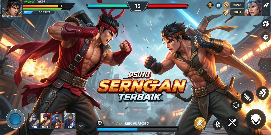Screenshot gameplay AKUNJP menampilkan aksi pertarungan yang intens dan mendebarkan.