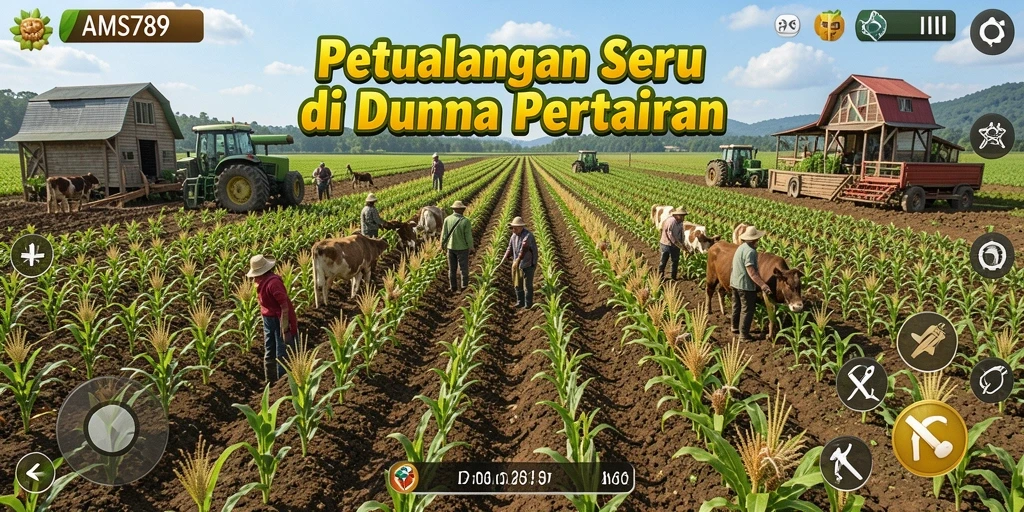 Tampilan gameplay <strong>AMS789</strong> yang menarik dengan ladang yang subur.