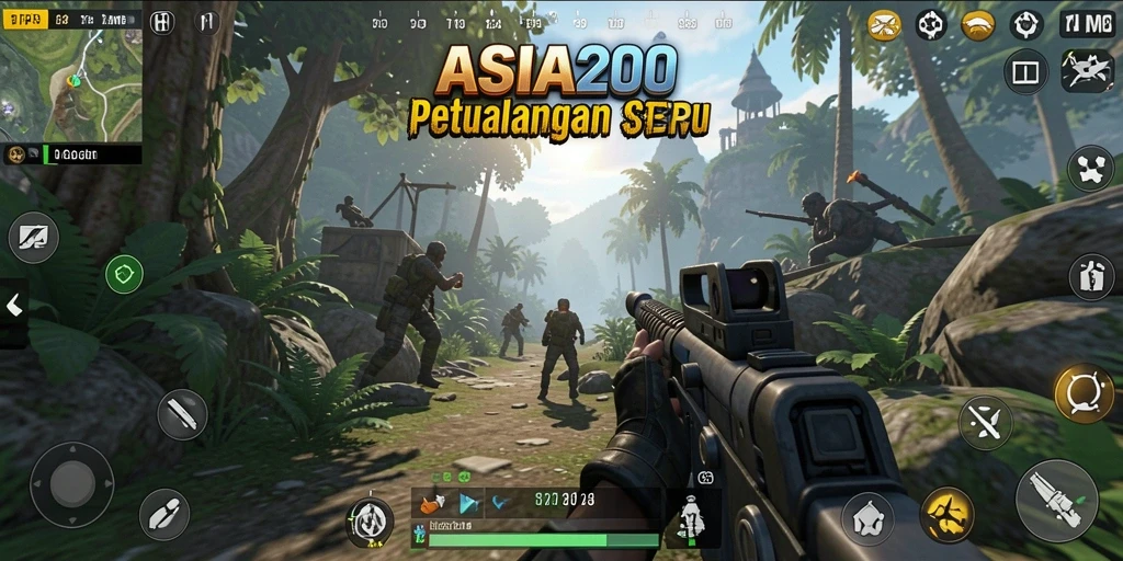 Screenshot gameplay ASIA200 yang menampilkan aksi pertempuran seru di TPS.