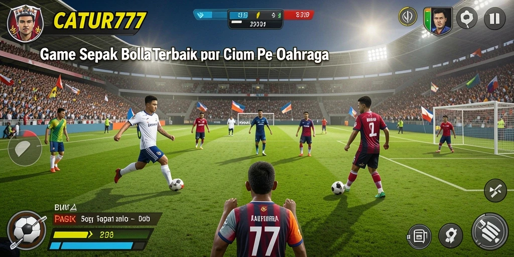 Tampilan gameplay CATUR777 yang menegangkan dan penuh aksi sepak bola.