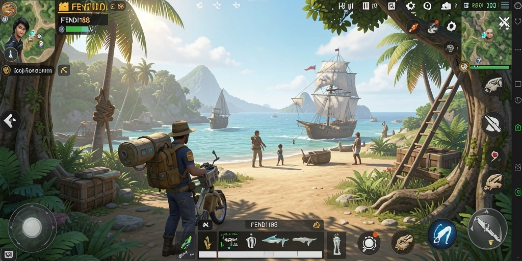 Tangkapan layar gameplay FENDI188 yang menunjukkan eksplorasi dunia terbuka.