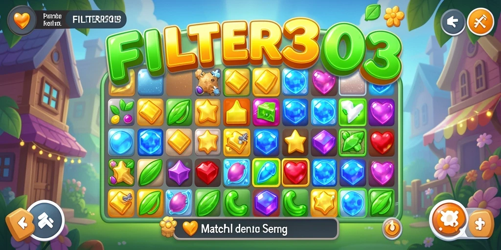 Tampilan gameplay FILTER303 yang penuh warna dan menarik.