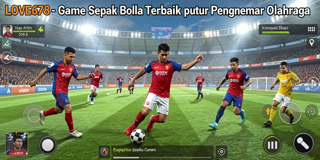 Tangkapan layar LOVE678 menunjukkan aksi cepat dalam pertandingan sepak bola.