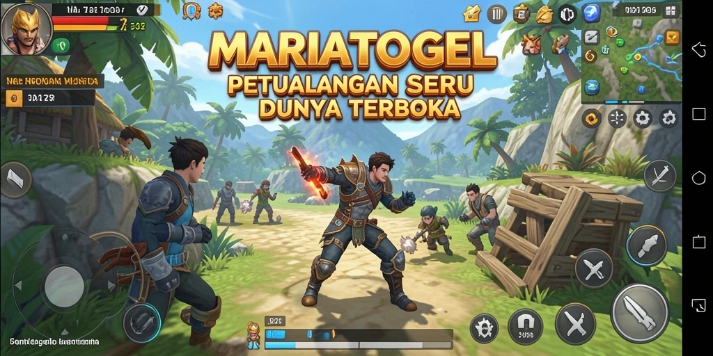 Tampilan gameplay <strong>MARIATOGEL</strong> dengan dunia terbuka yang luas.