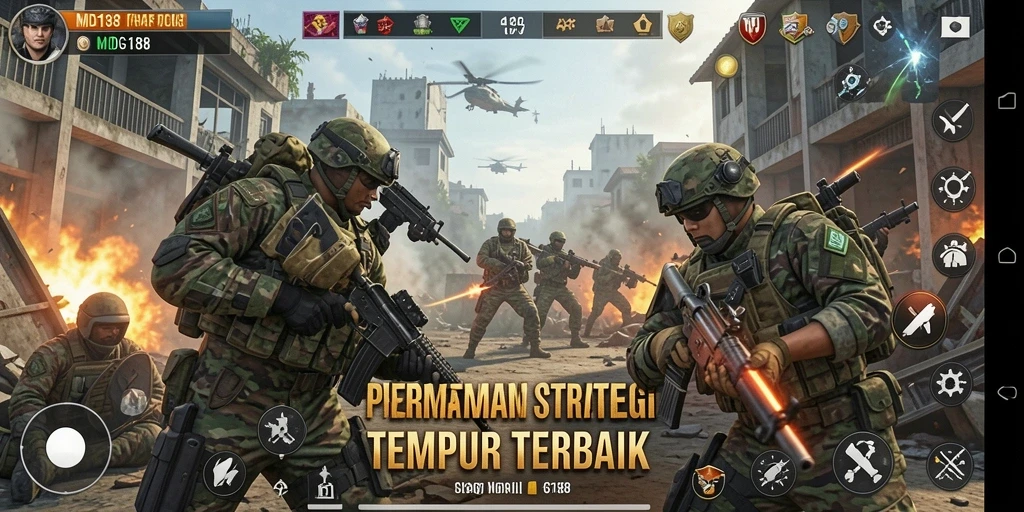 Screenshot menunjukkan pertarungan epik dalam gameplay SLG MDG188.