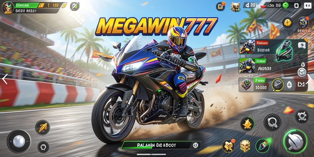 Tampilan seru gameplay balapan motor di MEGAWIN777.
