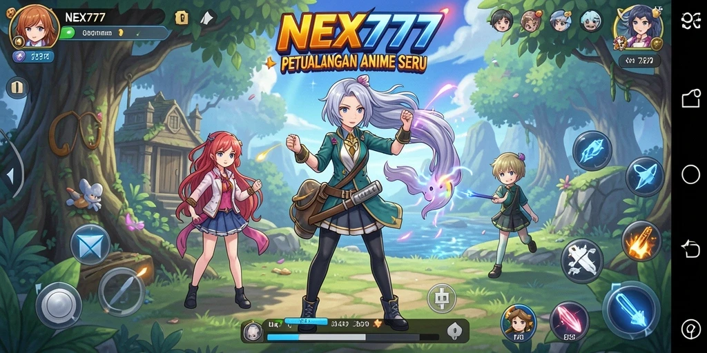 Tampilan gameplay seru NEX777 dengan karakter Anime unik.