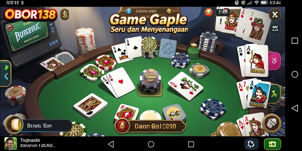 Screenshot OBOR138 menampilkan keseruan permainan Gaple yang menarik.