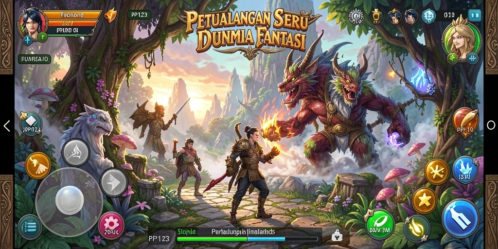 Tampilan gameplay PP123 yang menakjubkan dengan elemen petualangan yang menarik.