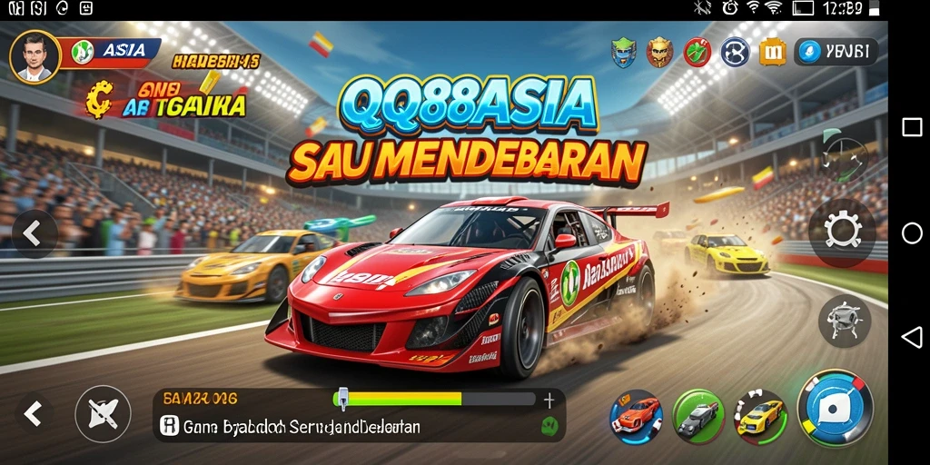 Screenshot menampilkan aksi balap seru dalam QQ88ASIA.