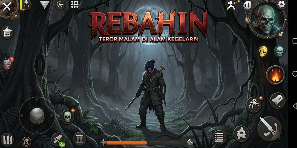 Gameplay menegangkan di dalam REBAHIN dengan latar horor yang menakutkan.