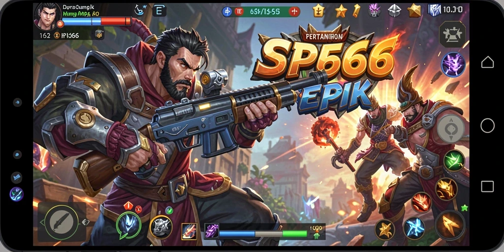 Screenshot SP666 menampilkan aksi seru dalam pertempuran MOBA.