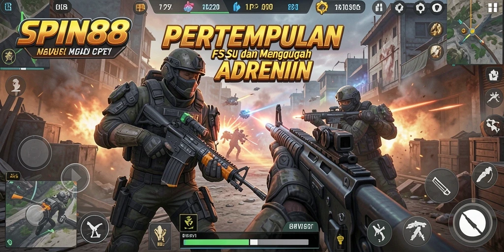 Screenshot gameplay SPIN88 menampilkan aksi tembak-menembak intens.
