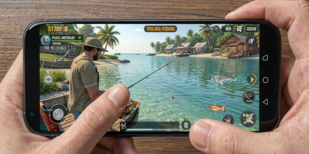 Gameplay ST789 yang mengasyikkan dengan pemandangan memancing yang indah.