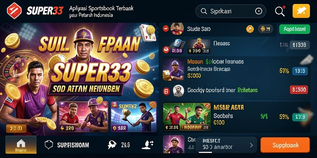 Screenshot gameplay SUPER33 yang menunjukkan taruhan olahraga secara langsung.