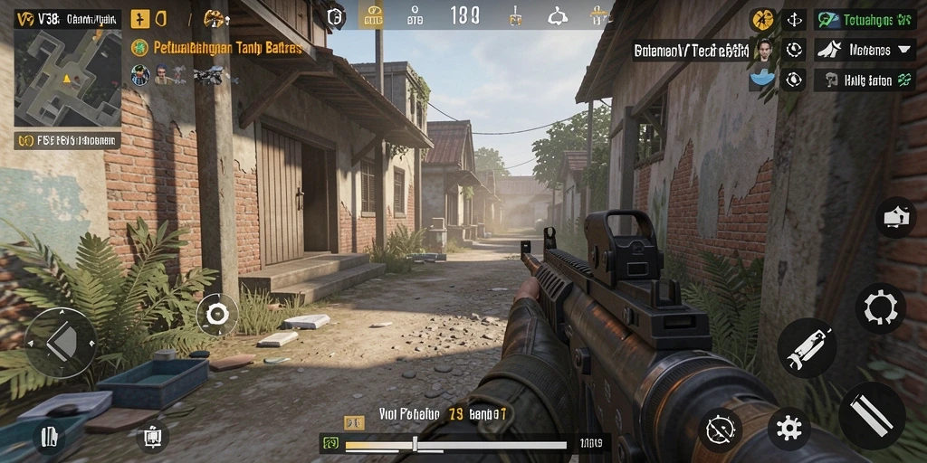 Screenshot menampilkan aksi menegangkan di dalam game FPS.