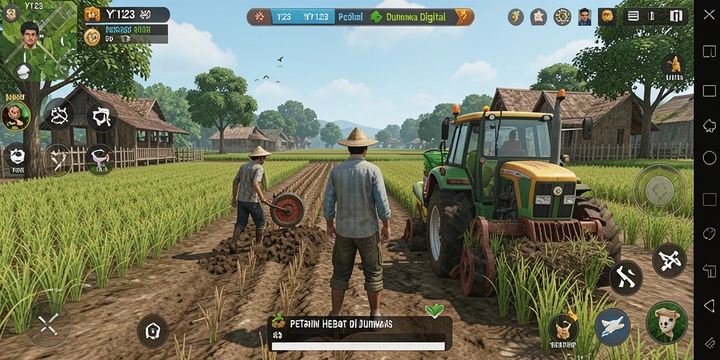 Screenshot YY123 menampilkan gameplay seru bertani dan merawat hewan.